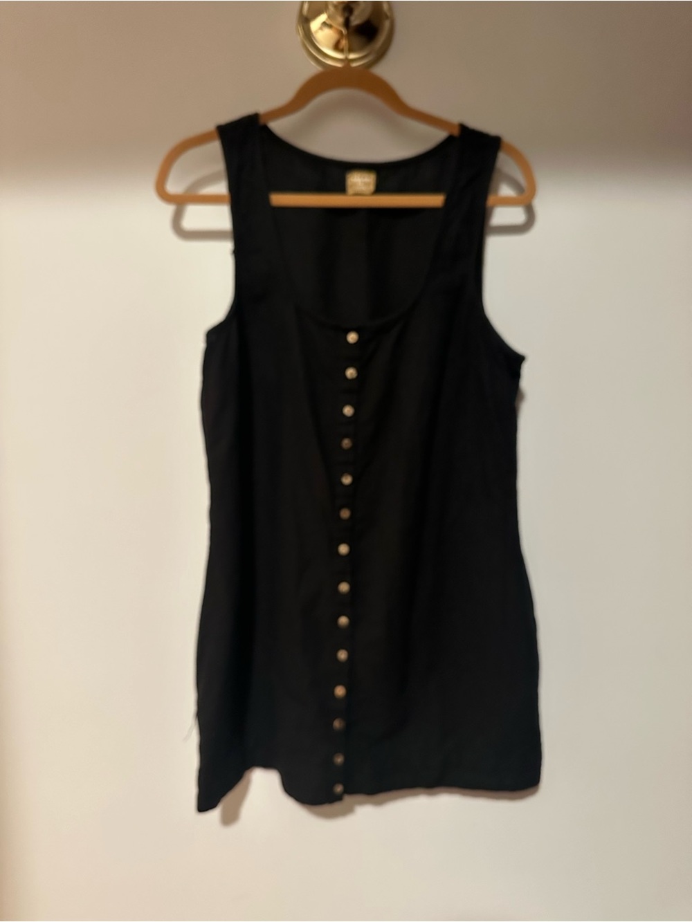 Free People Free-est Black Linen Sleeveless Button-Front Dress size Large
